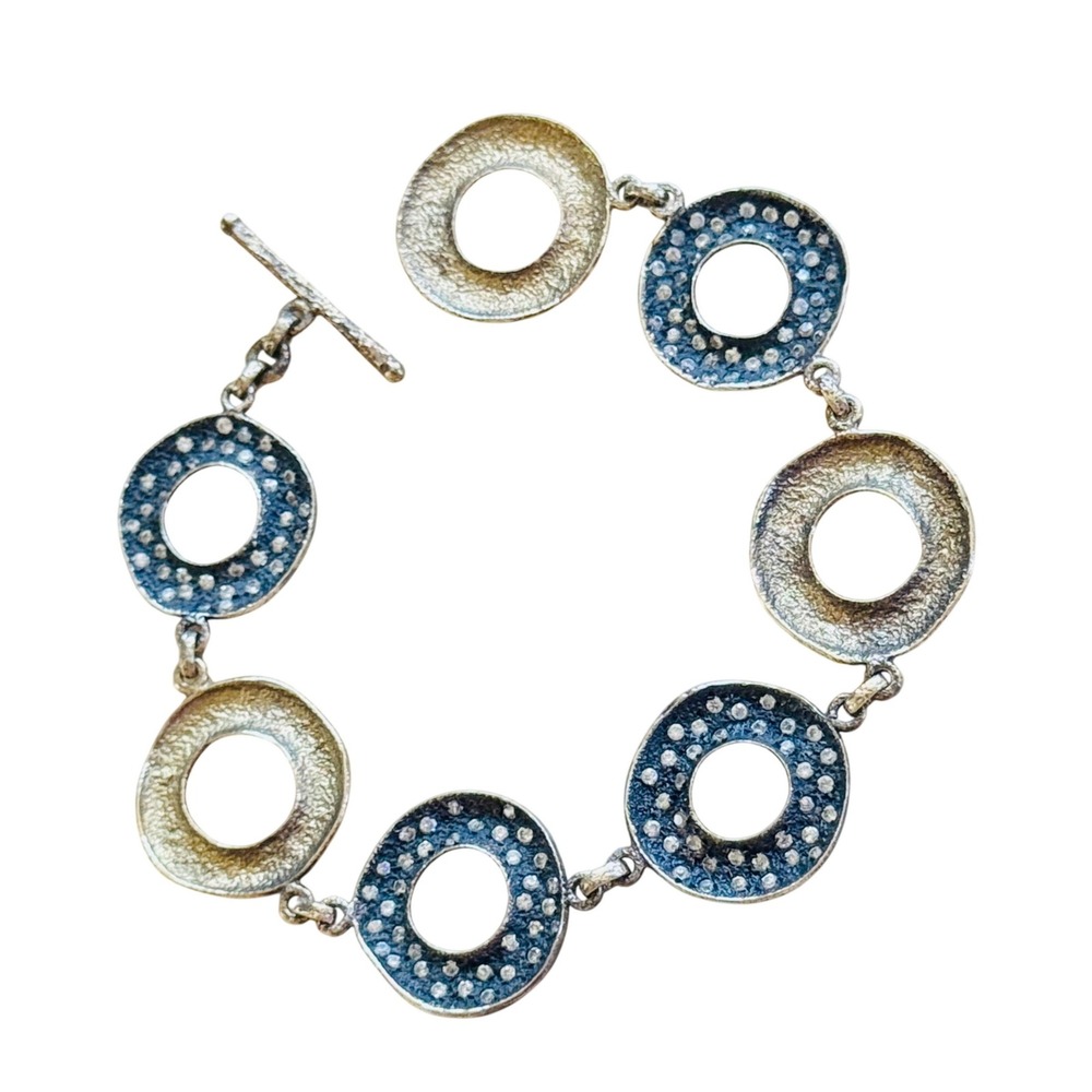 Maria Melinda MM Jeweled Circle Link Bracelet Brutalist Designer high end Toggle